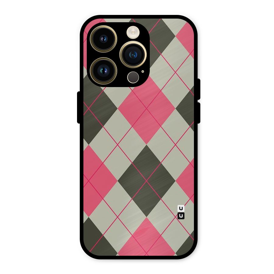 Check And Lines Metal Back Case for iPhone 14 Pro