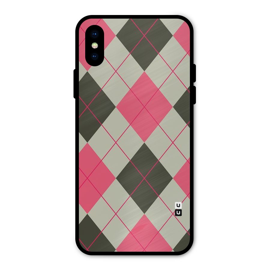 Check And Lines Metal Back Case for iPhone X