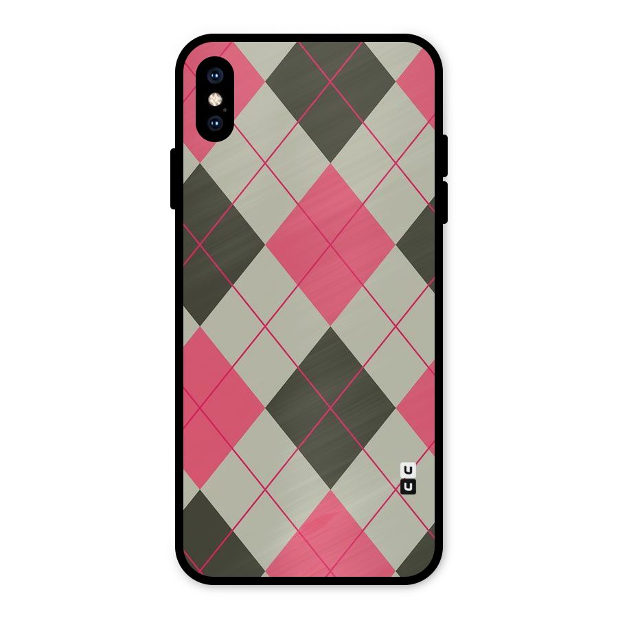 Check And Lines Metal Back Case for iPhone XS Max