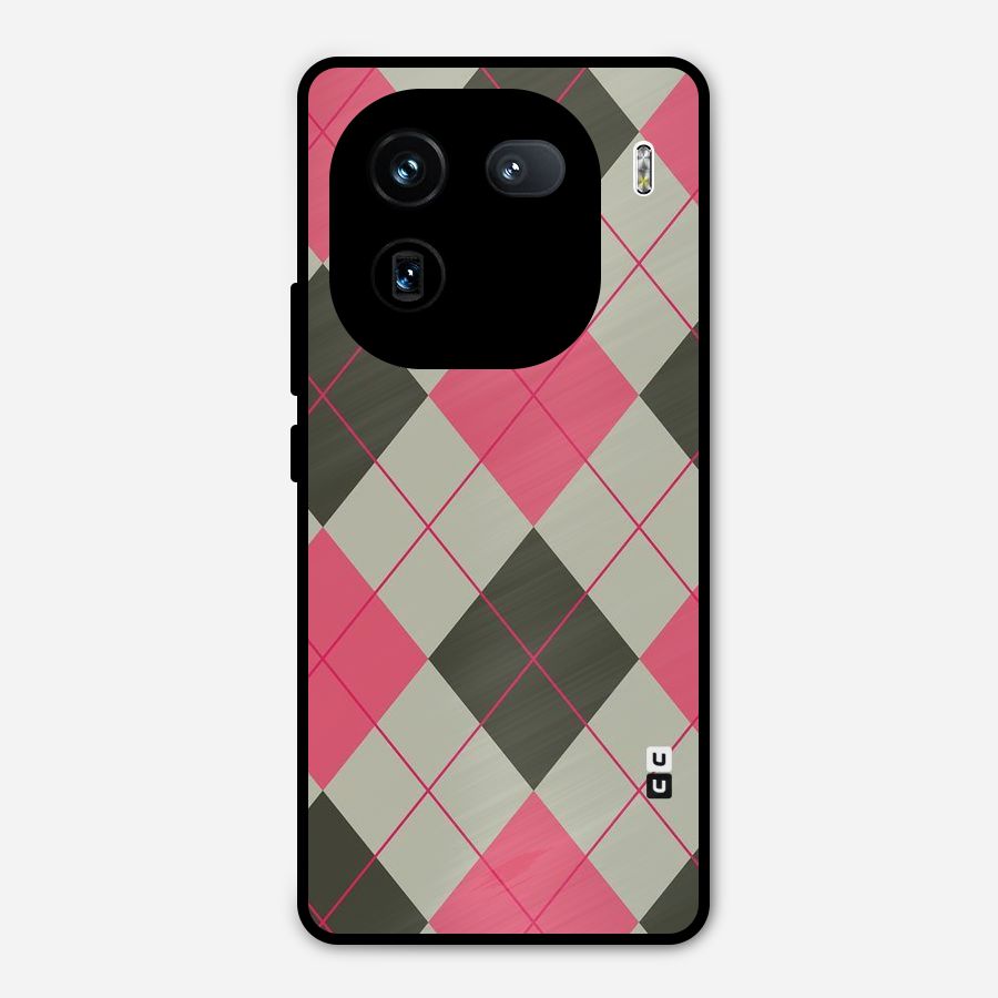 Check And Lines Metal Back Case for iQOO 12