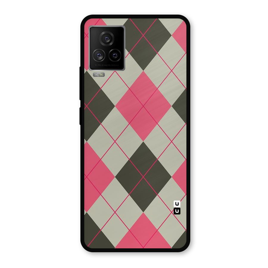 Check And Lines Metal Back Case for iQOO 7 Legend 5G
