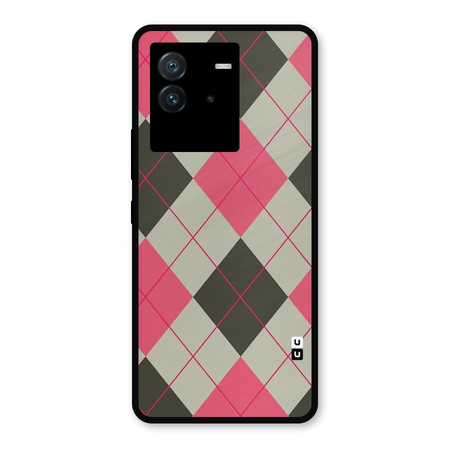 Check And Lines Metal Back Case for iQOO Neo 6 5G