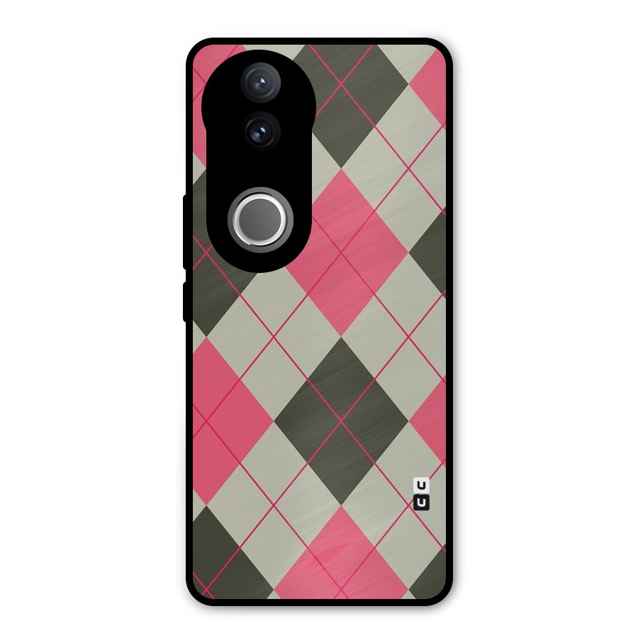 Check And Lines Metal Back Case for iQOO Z10R