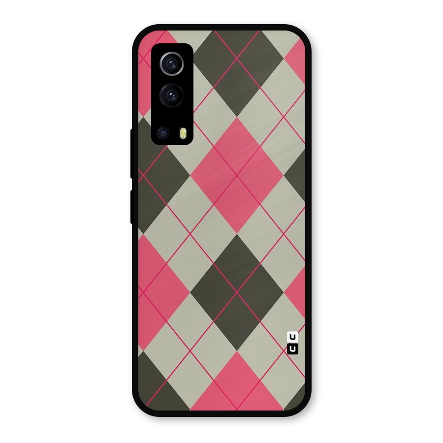 Check And Lines Metal Back Case for iQOO Z3