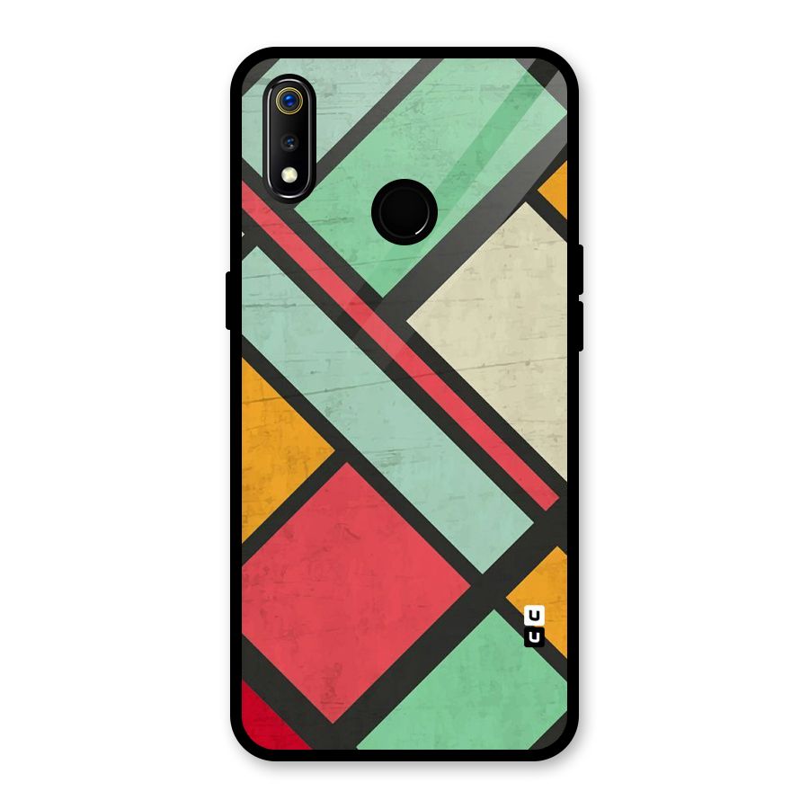 Check Colors Glass Back Case for Realme 3