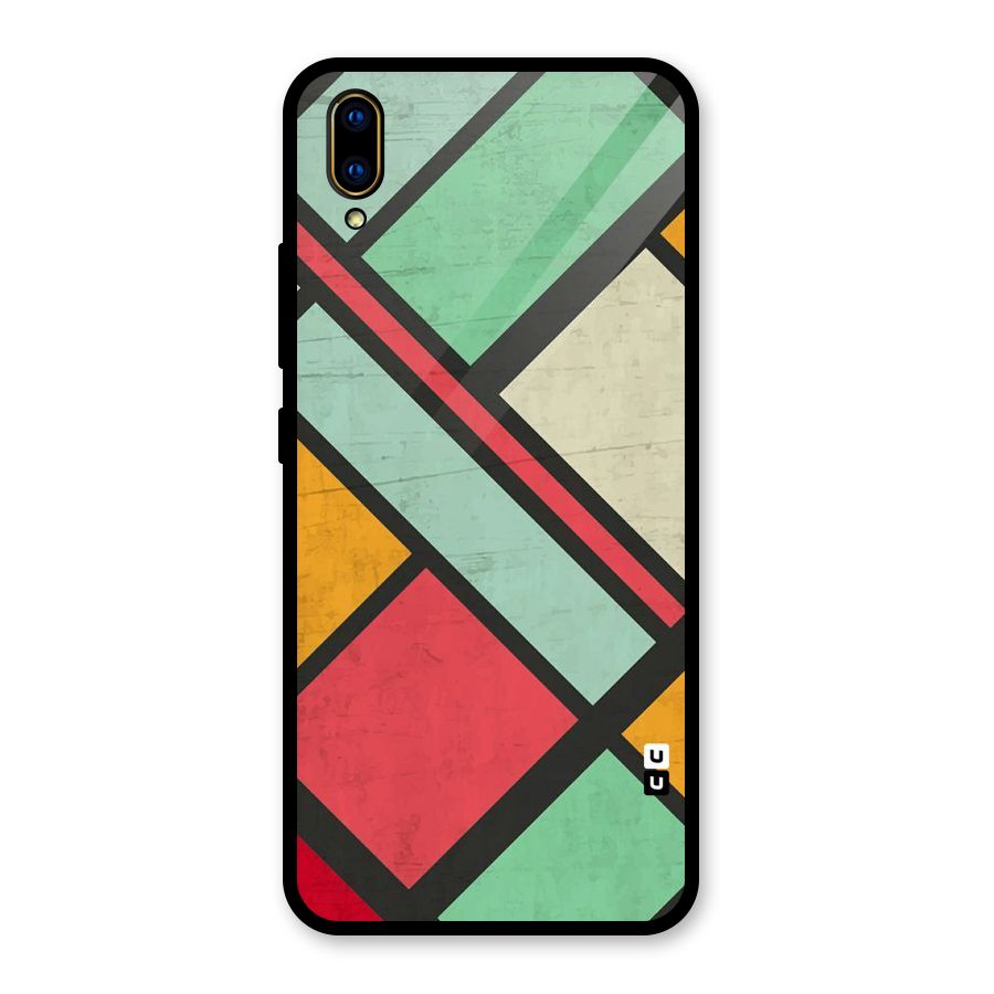 Check Colors Glass Back Case for Vivo V11 Pro
