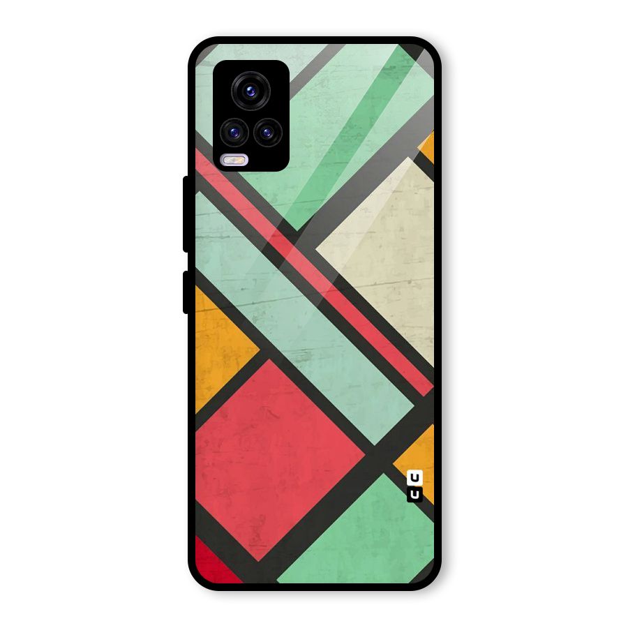 Check Colors Glass Back Case for Vivo V20 2021