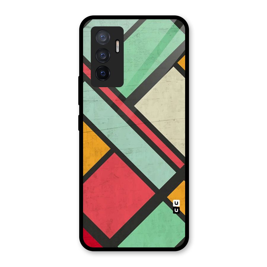 Check Colors Glass Back Case for Vivo V23e