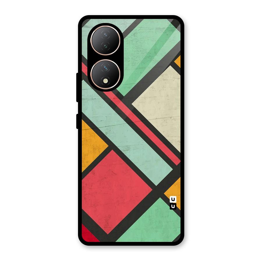 Check Colors Glass Back Case for Vivo Y100