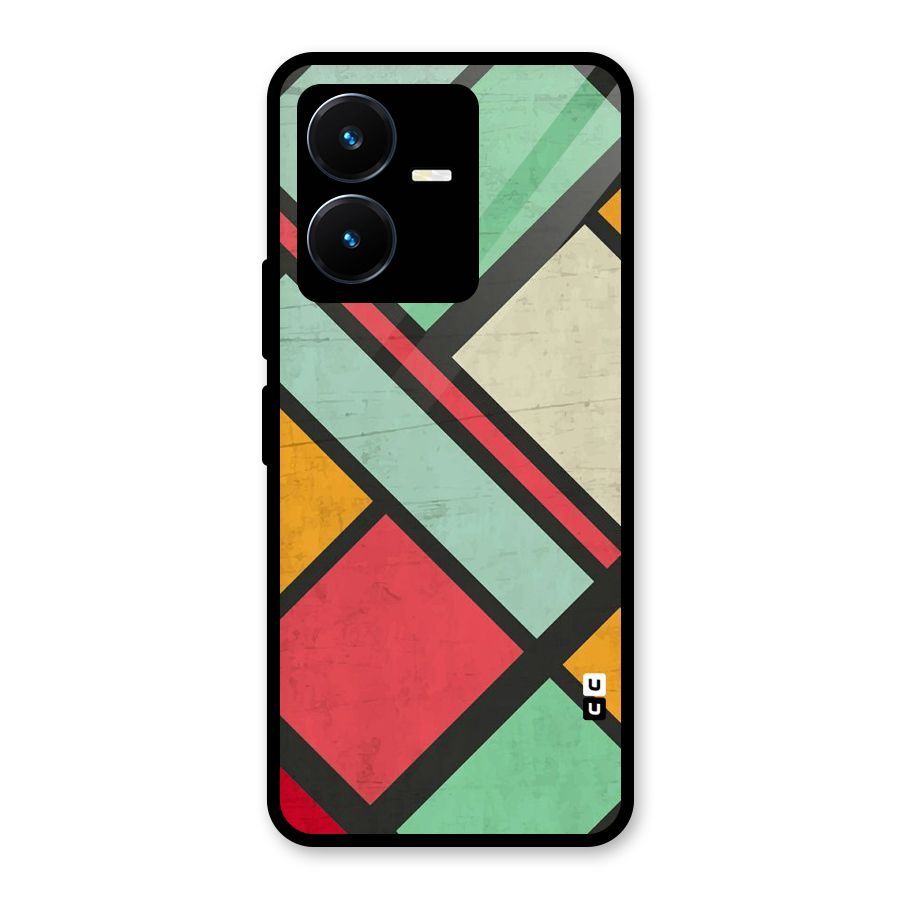 Check Colors Glass Back Case for Vivo Y22s