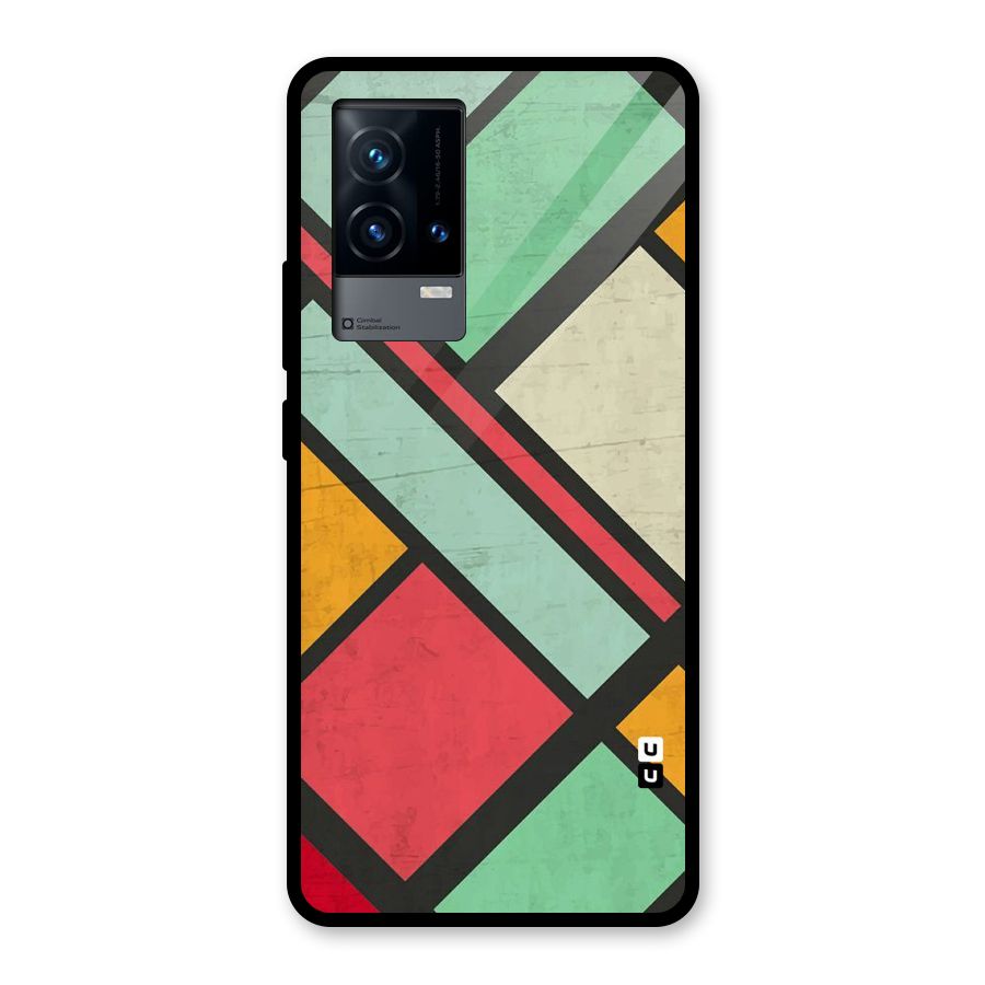 Check Colors Glass Back Case for iQOO 9 5G