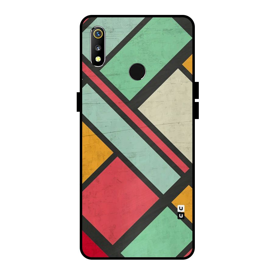 Check Colors Metal Back Case for Realme 3