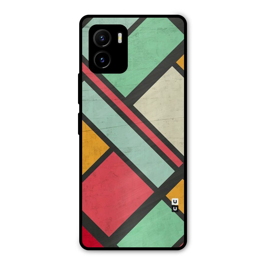 Check Colors Metal Back Case for Vivo Y15s