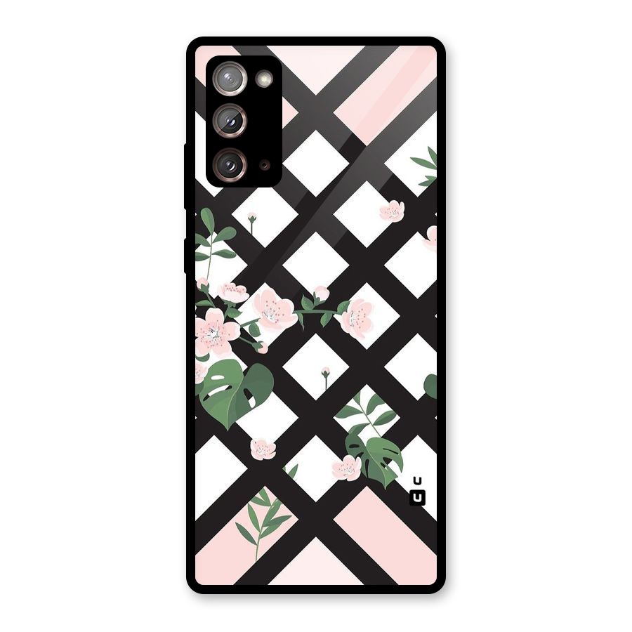 Check Floral Stripes Glass Back Case for Galaxy Note 20