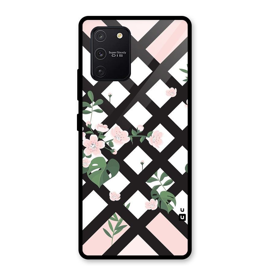 Check Floral Stripes Glass Back Case for Galaxy S10 Lite