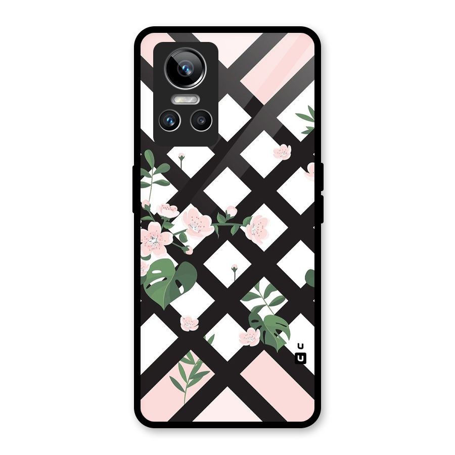 Check Floral Stripes Glass Back Case for Realme GT Neo 3