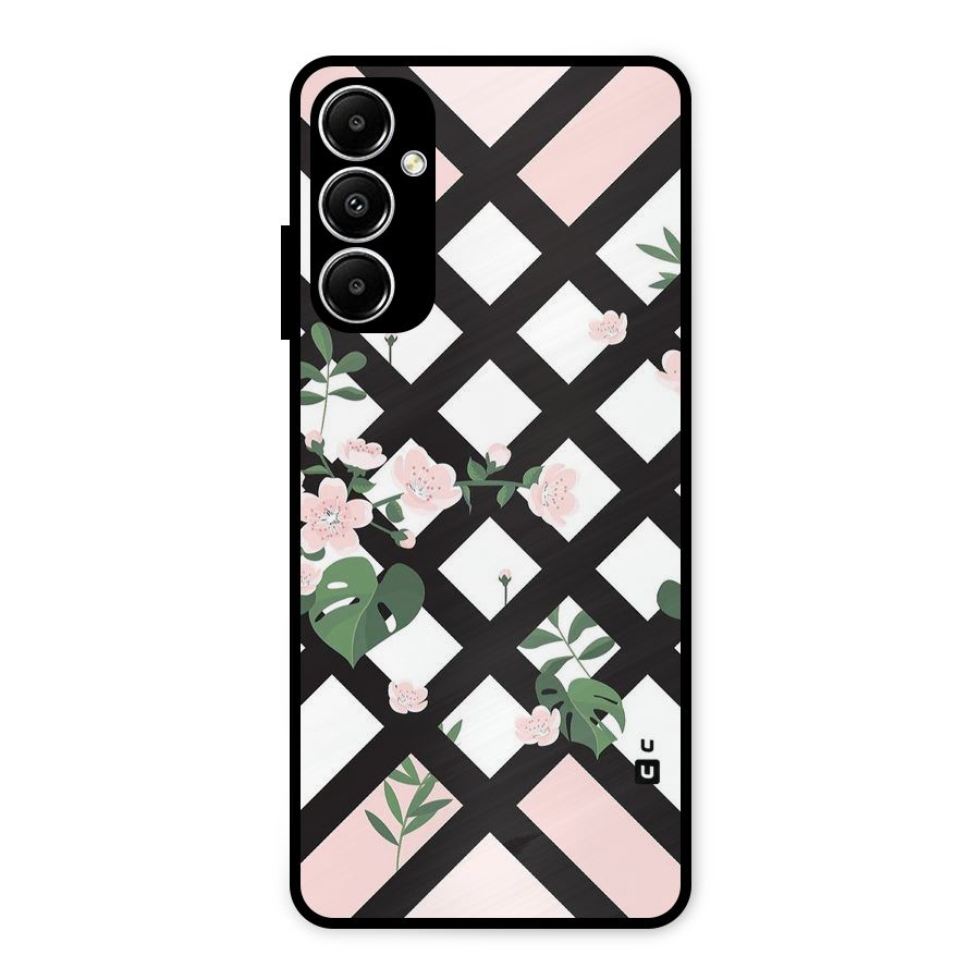 Check Floral Stripes Metal Back Case for Galaxy A05s