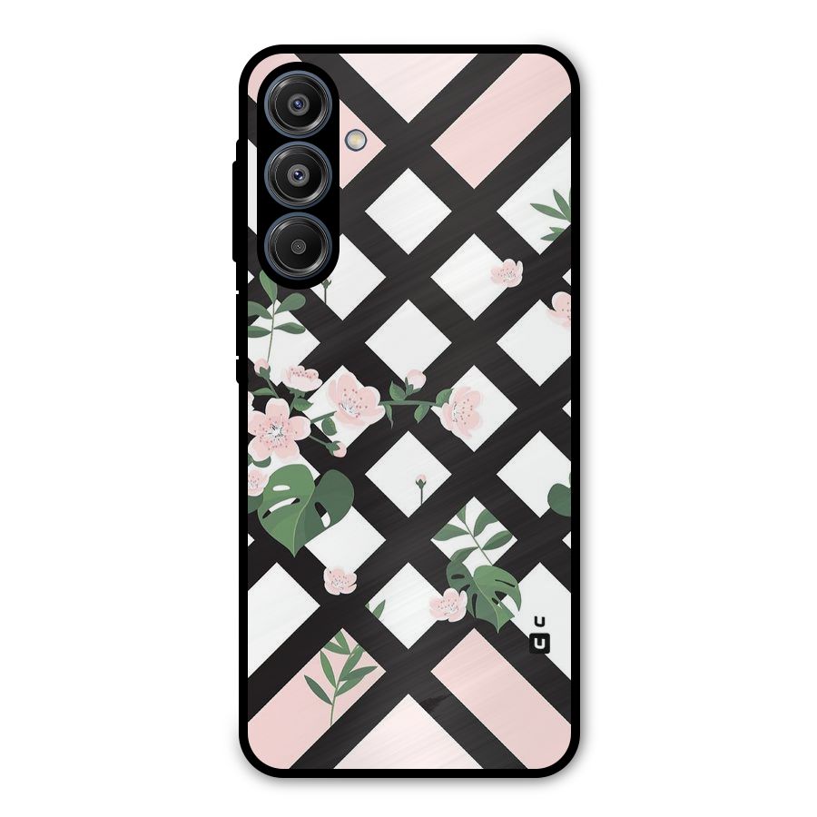 Check Floral Stripes Metal Back Case for Galaxy A16 5G