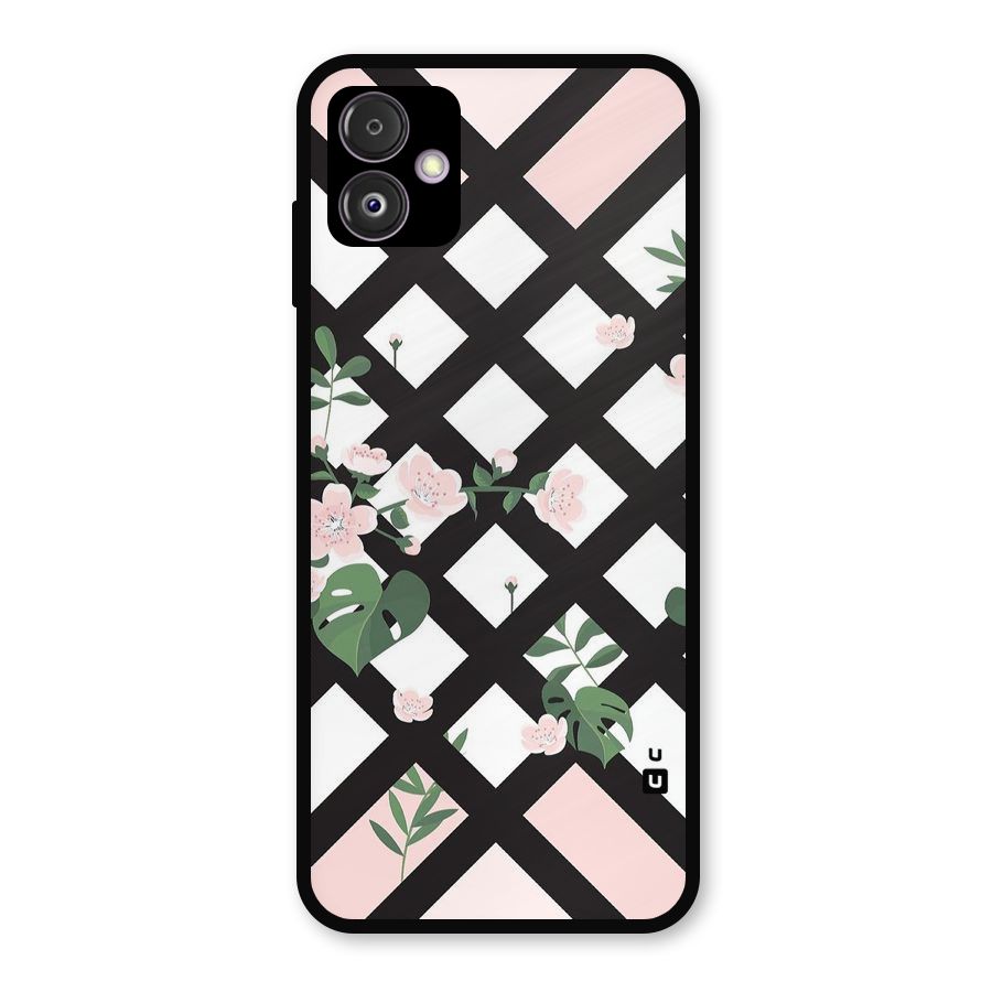 Check Floral Stripes Metal Back Case for Galaxy F14