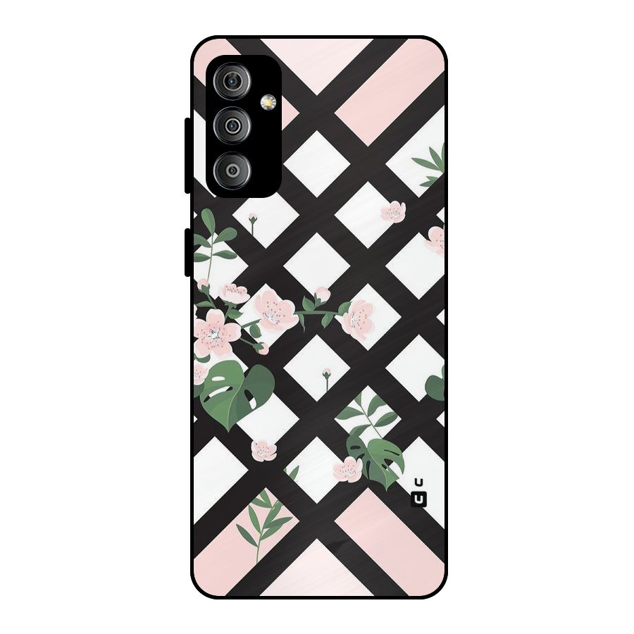 Check Floral Stripes Metal Back Case for Galaxy F23