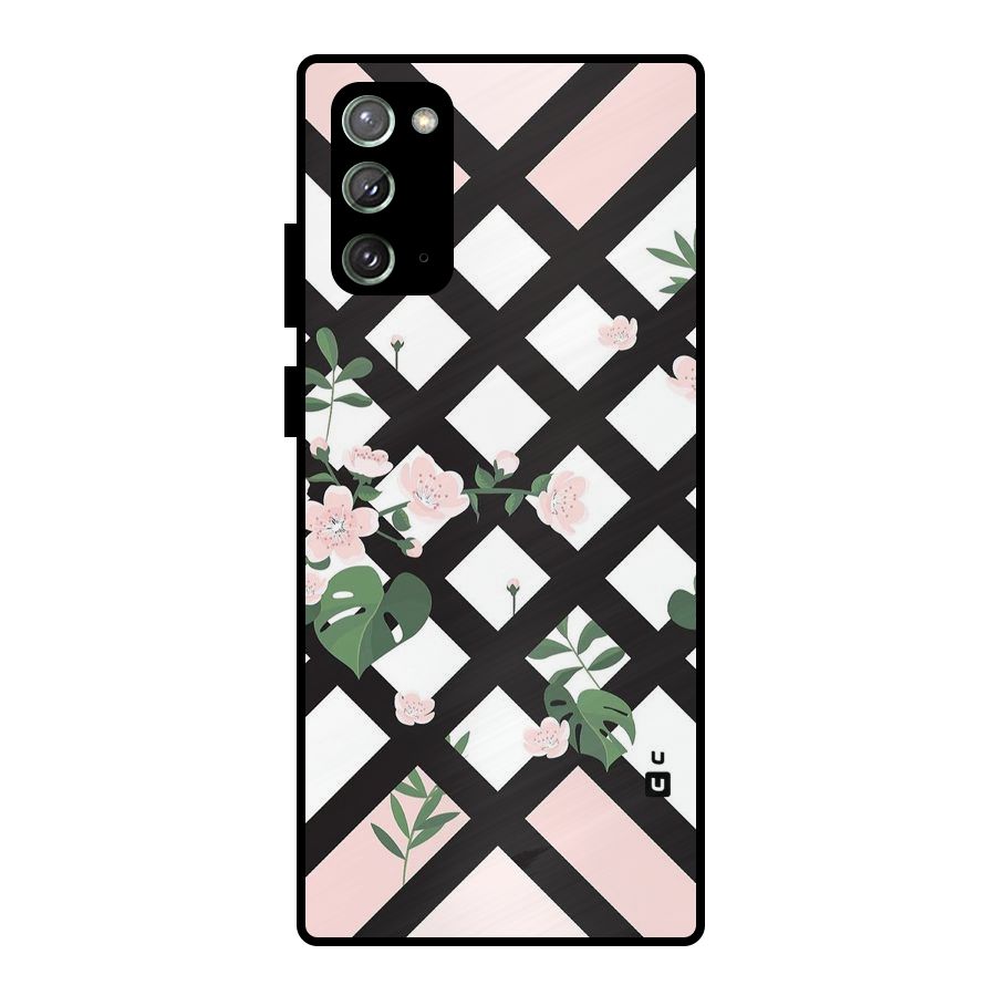 Check Floral Stripes Metal Back Case for Galaxy Note 20
