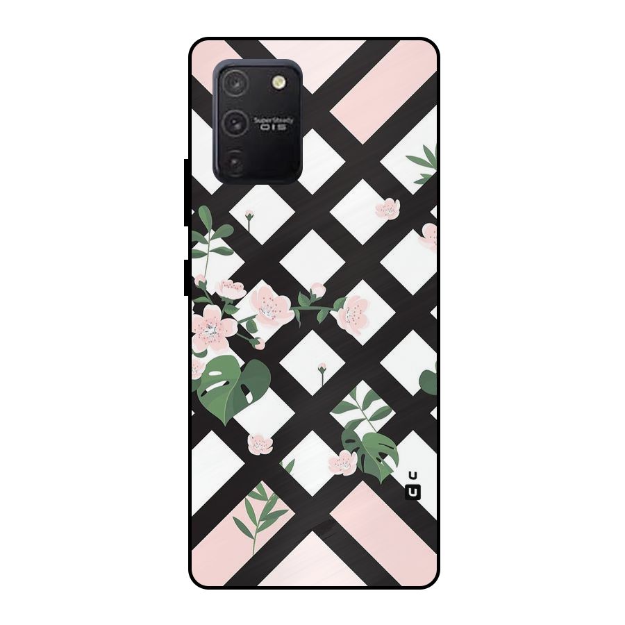 Check Floral Stripes Metal Back Case for Galaxy S10 Lite