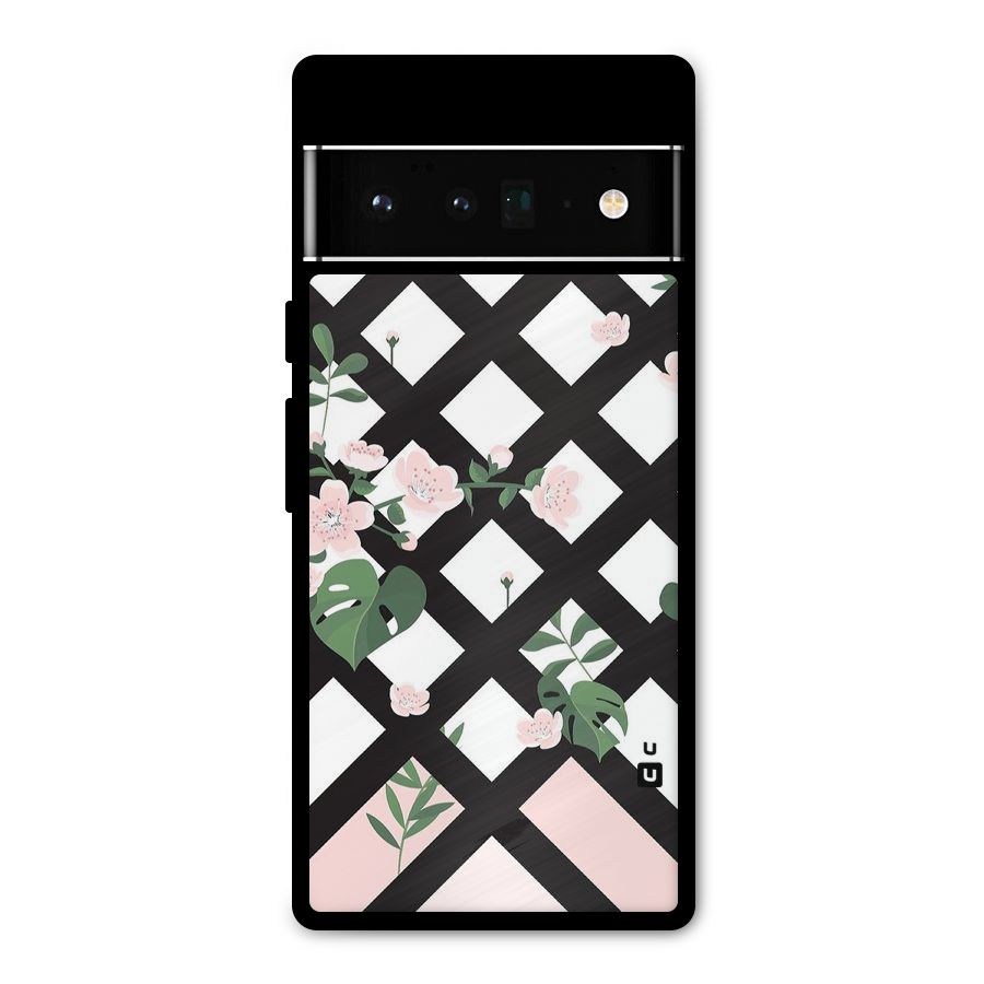 Check Floral Stripes Metal Back Case for Google Pixel 6 Pro
