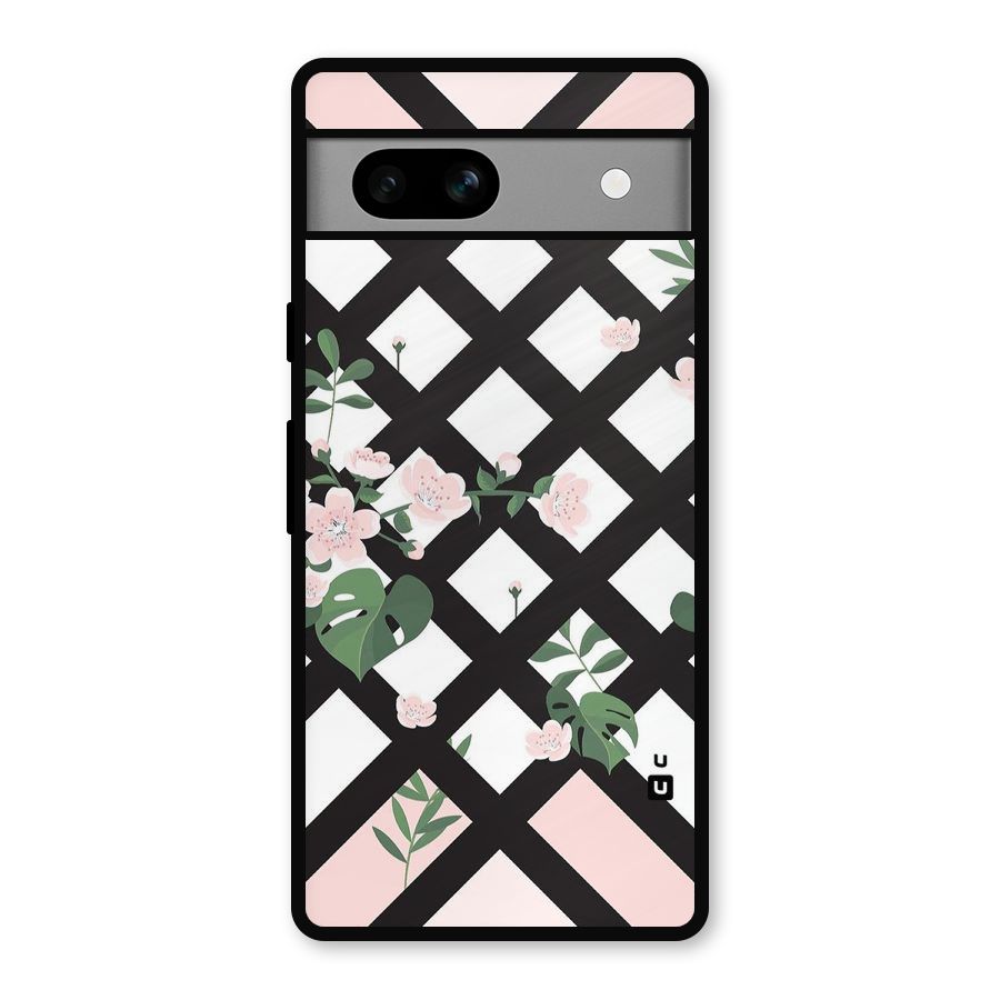 Check Floral Stripes Metal Back Case for Google Pixel 7a