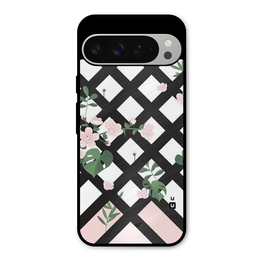Check Floral Stripes Metal Back Case for Google Pixel 9 Pro XL