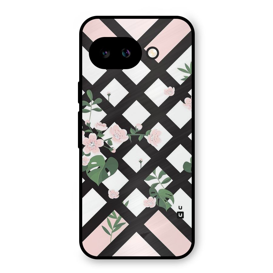 Check Floral Stripes Metal Back Case for Google Pixel 9a