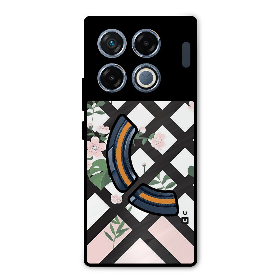 Check Floral Stripes Metal Back Case for Infinix GT 20 Pro