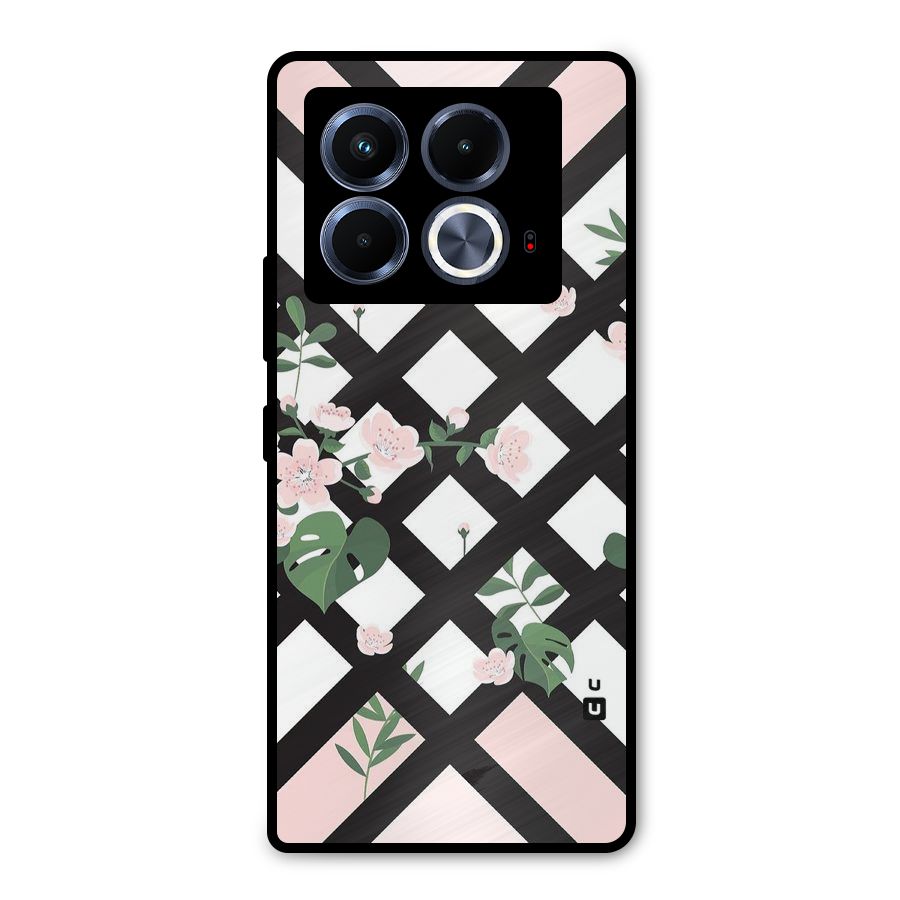 Check Floral Stripes Metal Back Case for Infinix Note 40 5G