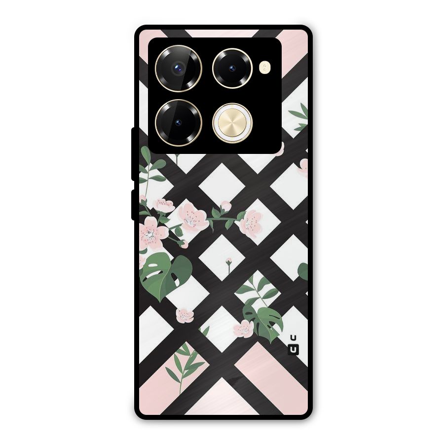 Check Floral Stripes Metal Back Case for Infinix Note 40 Pro Plus