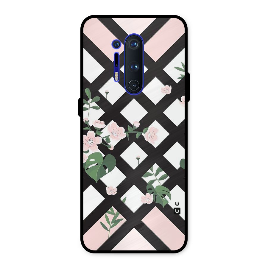 Check Floral Stripes Metal Back Case for OnePlus 8 Pro