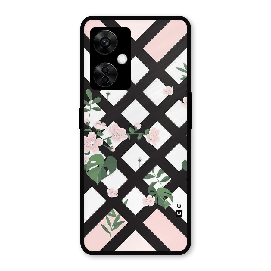Check Floral Stripes Metal Back Case for OnePlus Nord CE 3 Lite