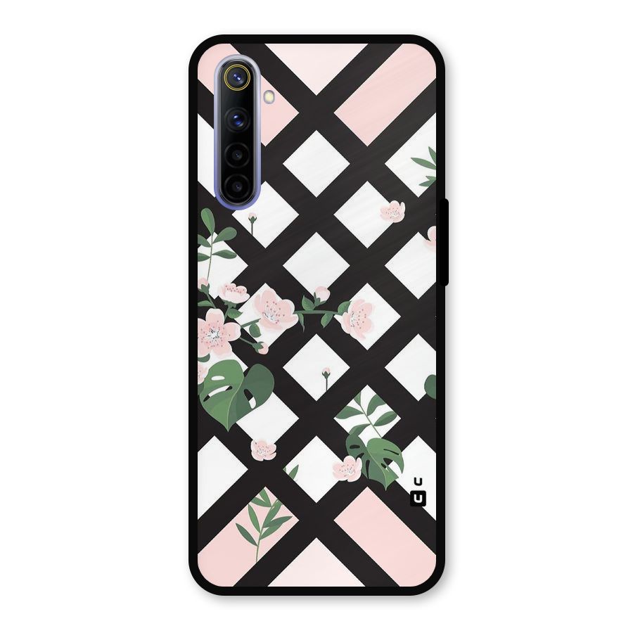 Check Floral Stripes Metal Back Case for Realme 6