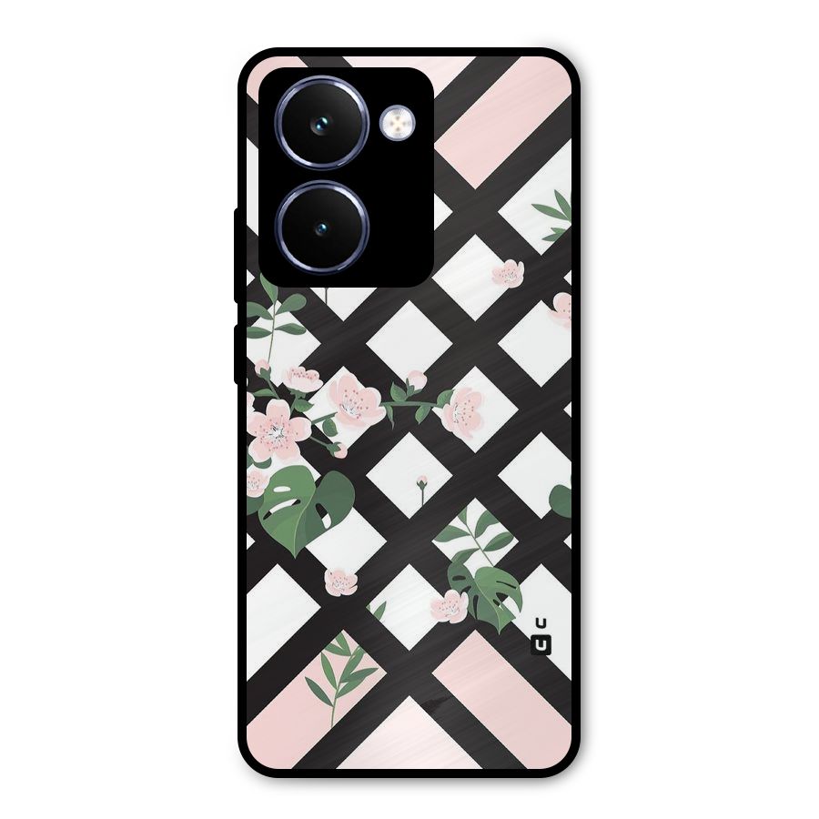 Check Floral Stripes Metal Back Case for Realme P3 Ultra