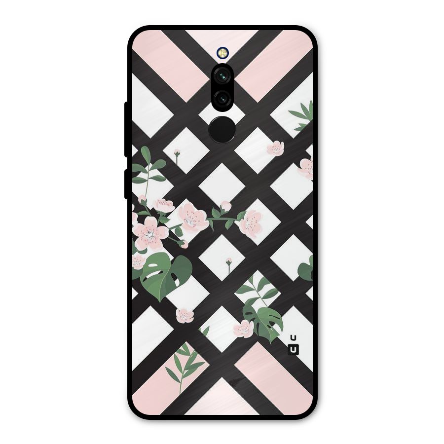 Check Floral Stripes Metal Back Case for Redmi 8