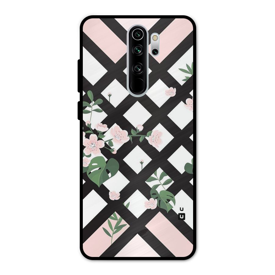 Check Floral Stripes Metal Back Case for Redmi Note 8 Pro