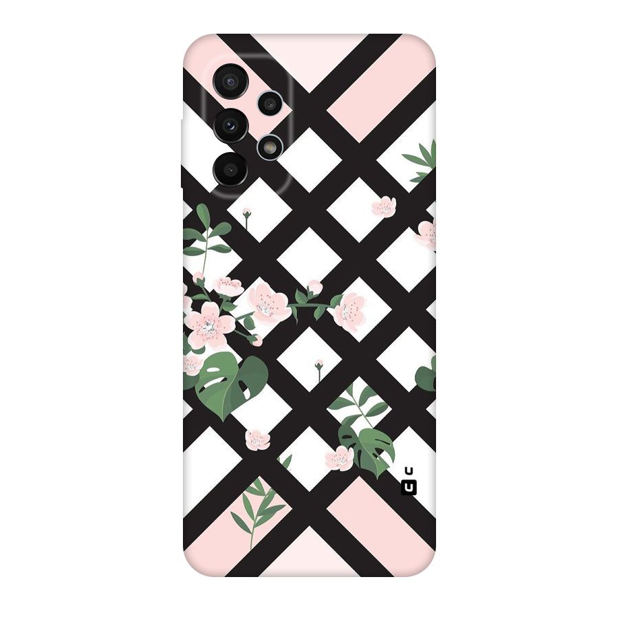 Check Floral Stripes Original Polycarbonate Back Case for Galaxy A23