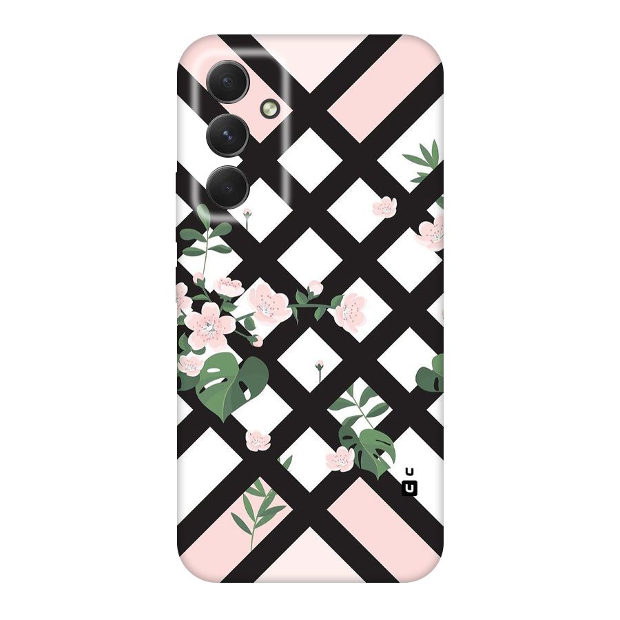 Check Floral Stripes Original Polycarbonate Back Case for Galaxy A54