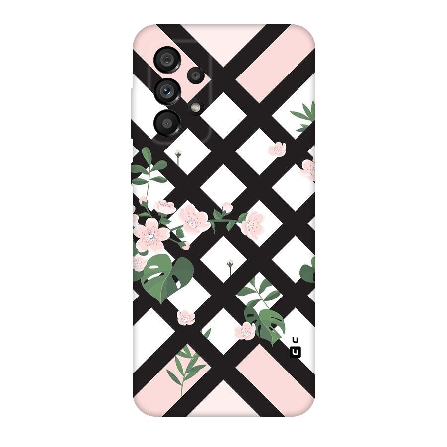Check Floral Stripes Original Polycarbonate Back Case for Galaxy A73 5G