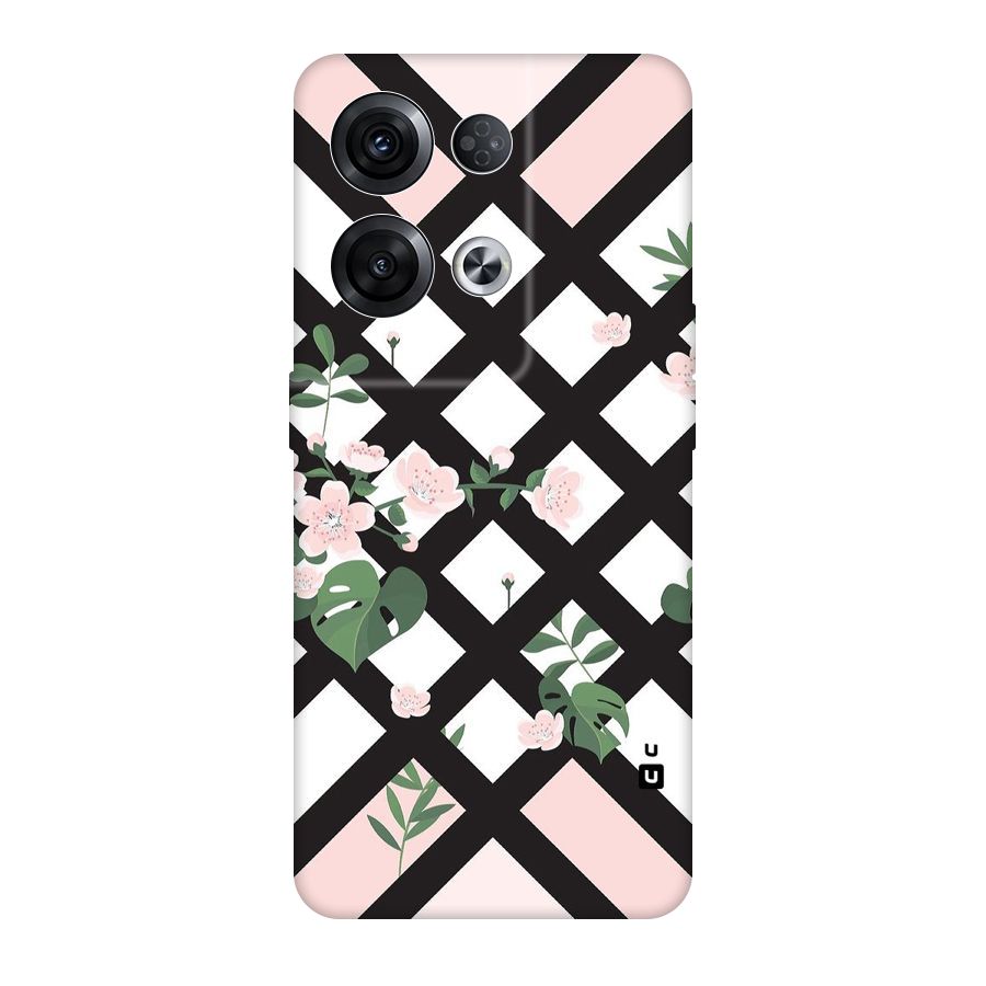 Check Floral Stripes Original Polycarbonate Back Case for Oppo Reno8 Pro 5G