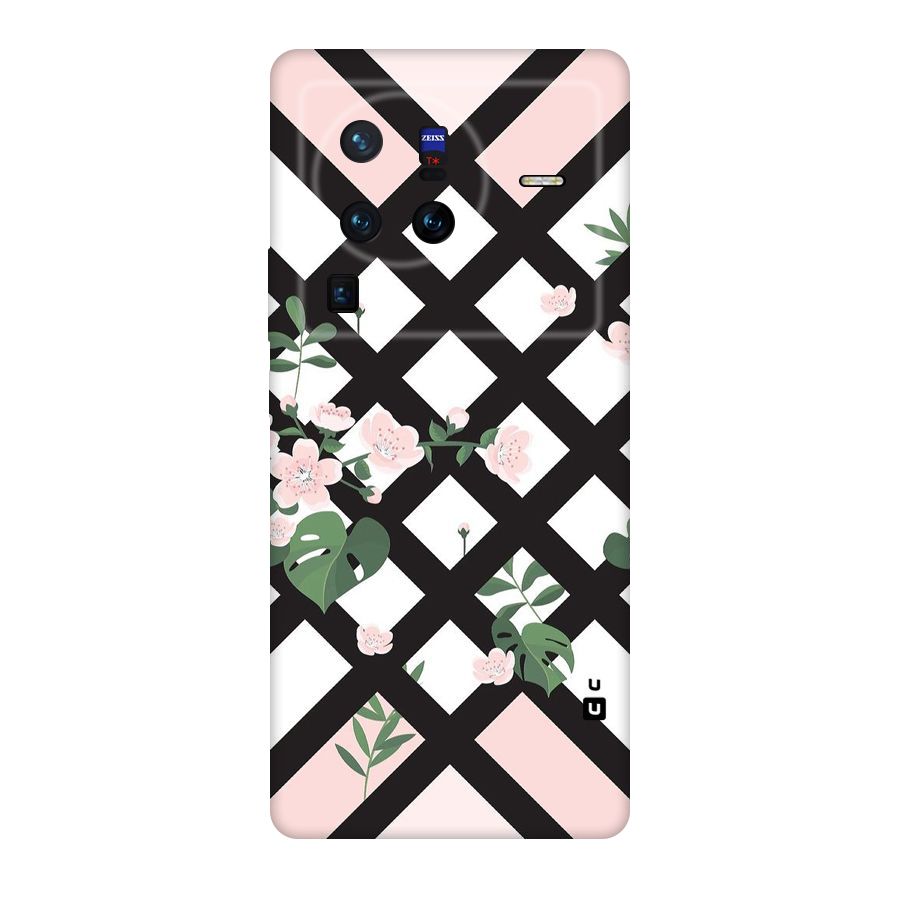 Check Floral Stripes Original Polycarbonate Back Case for Vivo X80