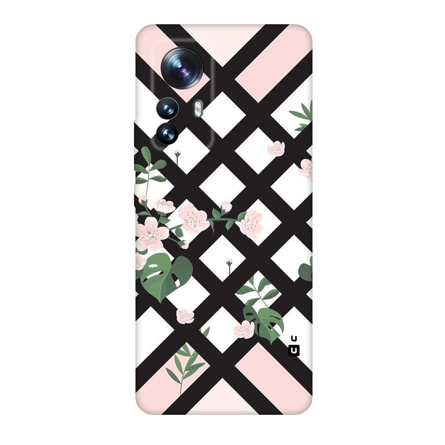 Check Floral Stripes Original Polycarbonate Back Case for Xiaomi 12 Pro