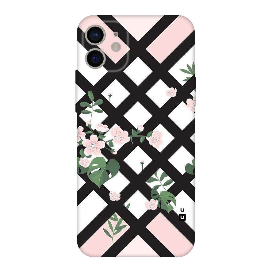 Check Floral Stripes Original Polycarbonate Back Case for iPhone 11