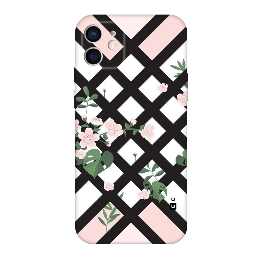 Check Floral Stripes Original Polycarbonate Back Case for iPhone 12