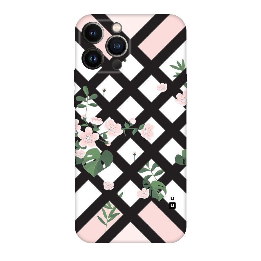 Check Floral Stripes Original Polycarbonate Back Case for iPhone 13 Pro Max