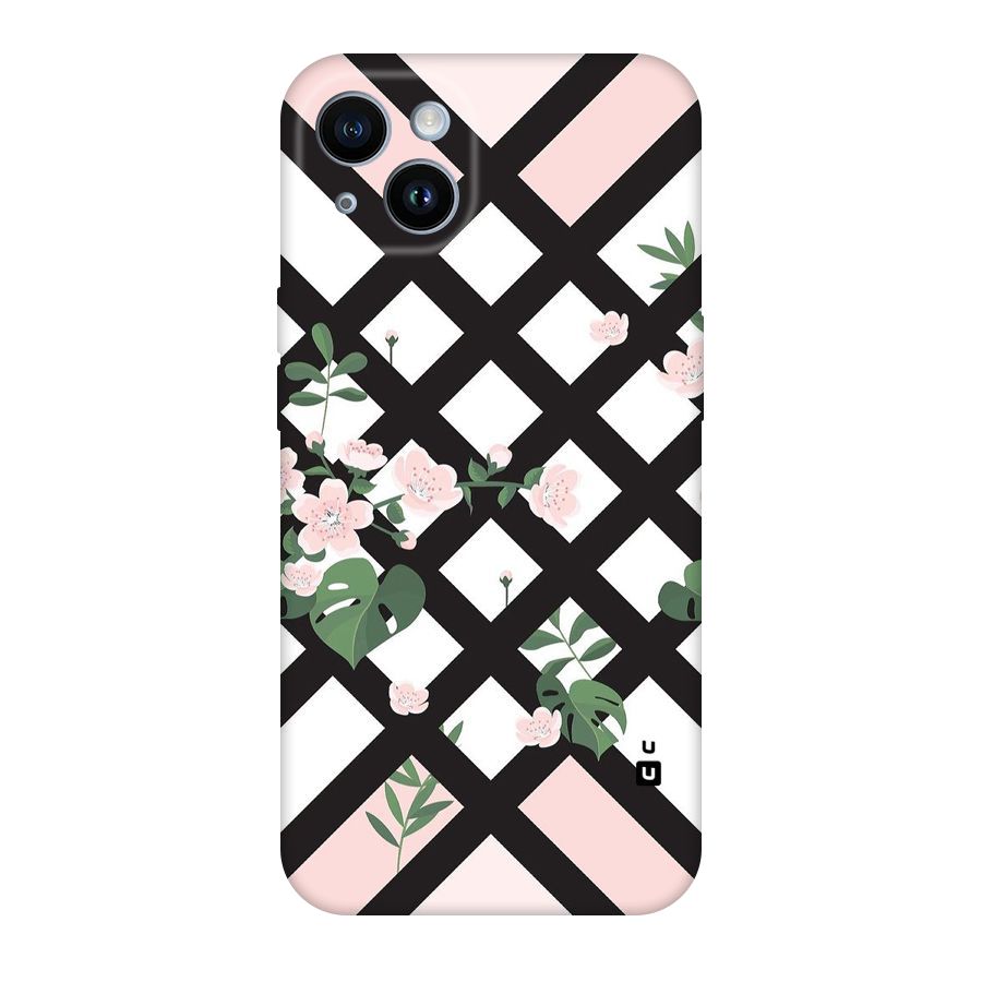 Check Floral Stripes Original Polycarbonate Back Case for iPhone 14