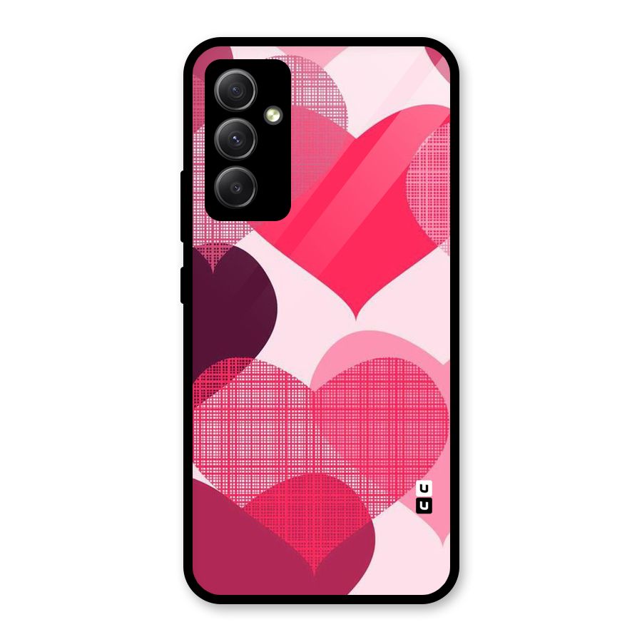 Check Pink Hearts Glass Back Case for Galaxy A34